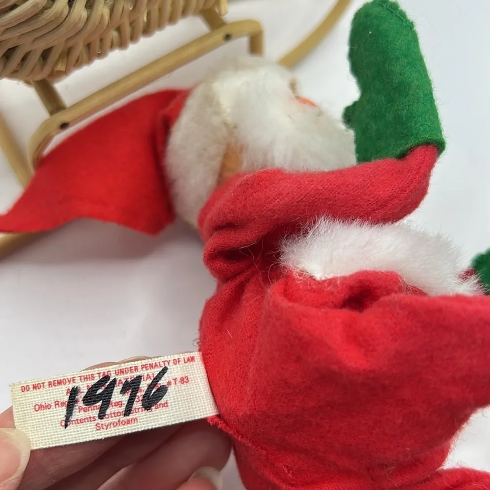 Vintage Annalee Santa on Wicker Sled